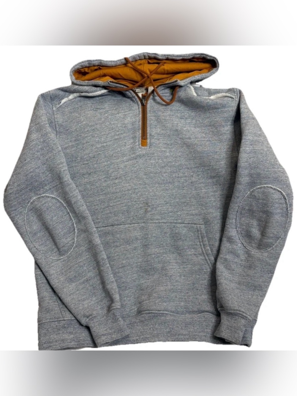 32 Bar Blues Hoodie Mens Medium 1/4 Zip Pullover Gray Cotton